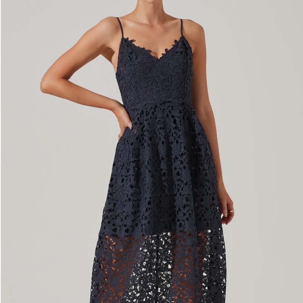 Navy Lace Midi Dress